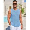 imageRuncati Mens Knitted Tank Tops Casual Sleeveless Hollow Out Crochet TShirts Muscle Summer Beach Hippie ShirtsSky Blue