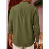 imageRuncati Mens Casual Linen Shirts 34 Sleeve Button Down Banded Collar Summer Beach ShirtArmy Green