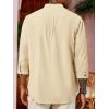 imageRuncati Mens Casual Linen Shirts 34 Sleeve Button Down Banded Collar Summer Beach ShirtBeige