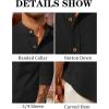 imageRuncati Mens Casual Linen Shirts 34 Sleeve Button Down Banded Collar Summer Beach ShirtBlack