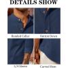 imageRuncati Mens Casual Linen Shirts 34 Sleeve Button Down Banded Collar Summer Beach ShirtNavy Blue