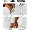 imageRuncati Mens Casual Linen Shirts 34 Sleeve Button Down Banded Collar Summer Beach ShirtWhite