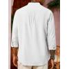 imageRuncati Mens Casual Linen Shirts 34 Sleeve Button Down Banded Collar Summer Beach ShirtWhite