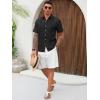 imageRuncati Mens Cuban Guayabera Shirts Short Sleeve Linen Casual Shirt Button Down Beach Summer Mexican ShirtsBlack
