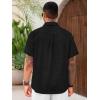 imageRuncati Mens Cuban Guayabera Shirts Short Sleeve Linen Casual Shirt Button Down Beach Summer Mexican ShirtsBlack
