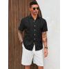 imageRuncati Mens Cuban Guayabera Shirts Short Sleeve Linen Casual Shirt Button Down Beach Summer Mexican ShirtsBlack