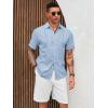 imageRuncati Mens Cuban Guayabera Shirts Short Sleeve Linen Casual Shirt Button Down Beach Summer Mexican ShirtsBlue
