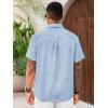 imageRuncati Mens Cuban Guayabera Shirts Short Sleeve Linen Casual Shirt Button Down Beach Summer Mexican ShirtsBlue