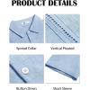 imageRuncati Mens Cuban Guayabera Shirts Short Sleeve Linen Casual Shirt Button Down Beach Summer Mexican ShirtsBlue