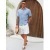 imageRuncati Mens Cuban Guayabera Shirts Short Sleeve Linen Casual Shirt Button Down Beach Summer Mexican ShirtsBlue