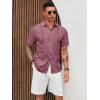 imageRuncati Mens Cuban Guayabera Shirts Short Sleeve Linen Casual Shirt Button Down Beach Summer Mexican ShirtsFuchsia