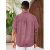 imageRuncati Mens Cuban Guayabera Shirts Short Sleeve Linen Casual Shirt Button Down Beach Summer Mexican ShirtsFuchsia