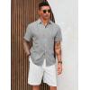 imageRuncati Mens Cuban Guayabera Shirts Short Sleeve Linen Casual Shirt Button Down Beach Summer Mexican ShirtsGrey