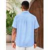 imageRuncati Mens Cuban Guayabera Shirts Short Sleeve Linen Casual Shirt Button Down Beach Summer Mexican ShirtsLight Blue