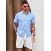 imageRuncati Mens Cuban Guayabera Shirts Short Sleeve Linen Casual Shirt Button Down Beach Summer Mexican ShirtsLight Blue