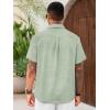imageRuncati Mens Cuban Guayabera Shirts Short Sleeve Linen Casual Shirt Button Down Beach Summer Mexican ShirtsMint Color