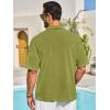 imageRuncati Mens Knit Button Down Shirts Casual Cuban Collar Short Sleeve Shirt Summer Beach Hollow Out TopsArmy Green
