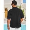 imageRuncati Mens Knit Button Down Shirts Casual Cuban Collar Short Sleeve Shirt Summer Beach Hollow Out TopsBlack