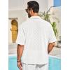 imageRuncati Mens Knit Button Down Shirts Casual Cuban Collar Short Sleeve Shirt Summer Beach Hollow Out TopsWhite