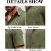 imageRuncati Mens Linen Shirt Guayabera Cuban Short Sleeve Button Down Summer Beach Hippie ShirtsArmy Green