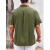 imageRuncati Mens Linen Shirt Guayabera Cuban Short Sleeve Button Down Summer Beach Hippie ShirtsArmy Green
