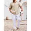imageRuncati Mens Linen Shirt Guayabera Cuban Short Sleeve Button Down Summer Beach Hippie ShirtsBeige