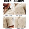 imageRuncati Mens Linen Shirt Guayabera Cuban Short Sleeve Button Down Summer Beach Hippie ShirtsBeige