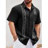 imageRuncati Mens Linen Shirt Guayabera Cuban Short Sleeve Button Down Summer Beach Hippie ShirtsBlack