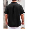 imageRuncati Mens Linen Shirt Guayabera Cuban Short Sleeve Button Down Summer Beach Hippie ShirtsBlack