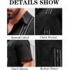 imageRuncati Mens Linen Shirt Guayabera Cuban Short Sleeve Button Down Summer Beach Hippie ShirtsBlack