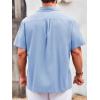 imageRuncati Mens Linen Shirt Guayabera Cuban Short Sleeve Button Down Summer Beach Hippie ShirtsBlue