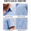 imageRuncati Mens Linen Shirt Guayabera Cuban Short Sleeve Button Down Summer Beach Hippie ShirtsBlue