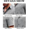 imageRuncati Mens Linen Shirt Guayabera Cuban Short Sleeve Button Down Summer Beach Hippie ShirtsGrey