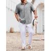 imageRuncati Mens Linen Shirt Guayabera Cuban Short Sleeve Button Down Summer Beach Hippie ShirtsGrey
