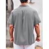 imageRuncati Mens Linen Shirt Guayabera Cuban Short Sleeve Button Down Summer Beach Hippie ShirtsGrey