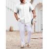 imageRuncati Mens Linen Shirt Guayabera Cuban Short Sleeve Button Down Summer Beach Hippie ShirtsWhite