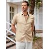 imageRuncati Mens Short Sleeve Linen Shirts Button Down Casual Texture Summer Beach Wedding TopsBeige