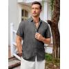 imageRuncati Mens Short Sleeve Linen Shirts Button Down Casual Texture Summer Beach Wedding TopsDark Gray