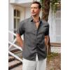 imageRuncati Mens Short Sleeve Linen Shirts Button Down Casual Texture Summer Beach Wedding TopsDark Gray