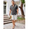imageRuncati Mens Short Sleeve Linen Shirts Button Down Casual Texture Summer Beach Wedding TopsDark Gray