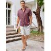 imageRuncati Mens Short Sleeve Linen Shirts Button Down Casual Texture Summer Beach Wedding TopsDark Red