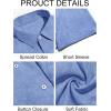 imageRuncati Mens Short Sleeve Linen Shirts Button Down Casual Texture Summer Beach Wedding TopsJean Blue