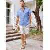 imageRuncati Mens Short Sleeve Linen Shirts Button Down Casual Texture Summer Beach Wedding TopsJean Blue