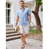imageRuncati Mens Short Sleeve Linen Shirts Button Down Casual Texture Summer Beach Wedding TopsLight Blue