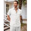 imageRuncati Mens Short Sleeve Linen Shirts Button Down Casual Texture Summer Beach Wedding TopsWhite