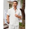 imageRuncati Mens Short Sleeve Linen Shirts Button Down Casual Texture Summer Beach Wedding TopsWhite
