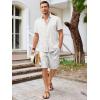 imageRuncati Mens Short Sleeve Linen Shirts Button Down Casual Texture Summer Beach Wedding TopsWhite