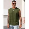 imageRuncati Mens Workout Tank Tops Waffle Casual Sleeveless T Shirts Gym Cut Off Beach Summer TeeArmy Green
