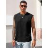 imageRuncati Mens Workout Tank Tops Waffle Casual Sleeveless T Shirts Gym Cut Off Beach Summer TeeBlack