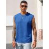 imageRuncati Mens Workout Tank Tops Waffle Casual Sleeveless T Shirts Gym Cut Off Beach Summer TeeBlue